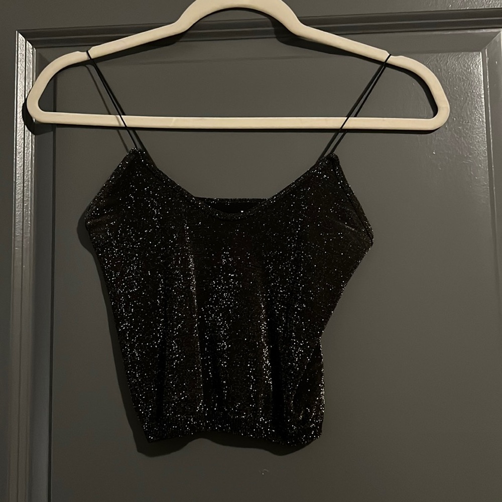 XS/S black and gold sparkly free people intimately cropped tank top